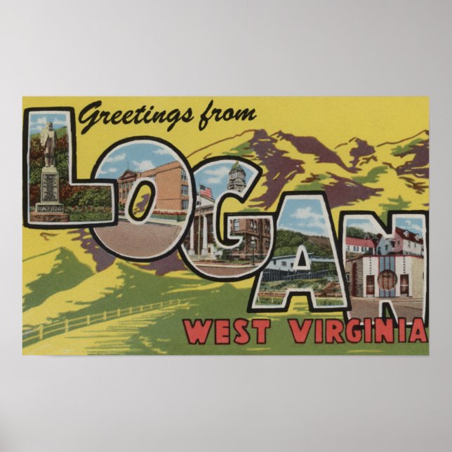 Logan, West Virginia - Large Letter Scenes Poster (Framsidan)
