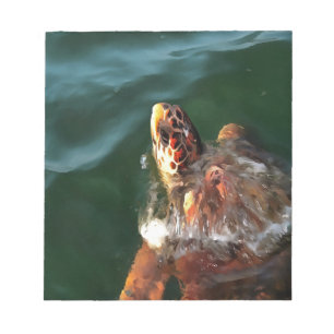 Logarhead Sea Turtle Artistic Porträtt Anteckningsblock