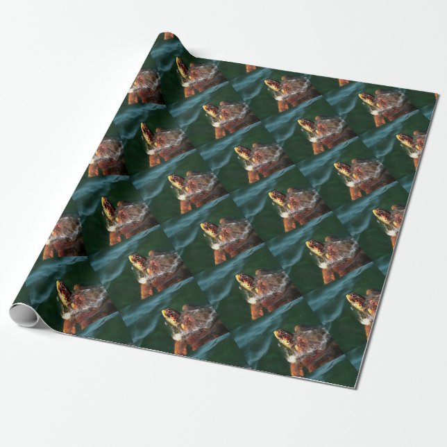 Logarhead Sea Turtle Artistic Porträtt Presentpapper (Utrullad)