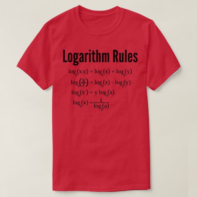 Logaritm Reglernas matematiska regel för loggar T Shirt (Design framsida)
