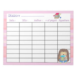 Logg för rosa i grundskolan med hedgehog anteckningsblock