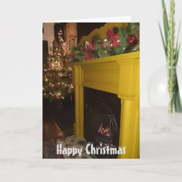 Logga eld och Julafton ljus, Sheffield. Helgkort