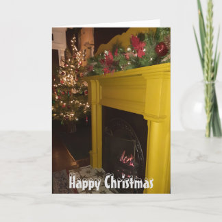 Logga eld och Julafton ljus, Sheffield. Helgkort
