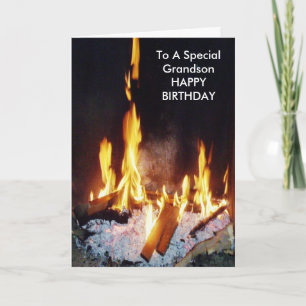 Logga Fire Personlig Grandson Birthday Kort
