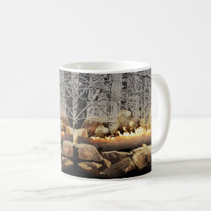 Logga in i en snöskog kaffemugg