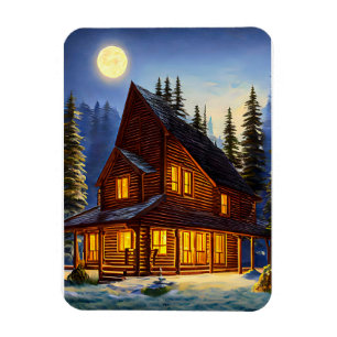 Logga in i landskapskonsten skogen Snö Magnet