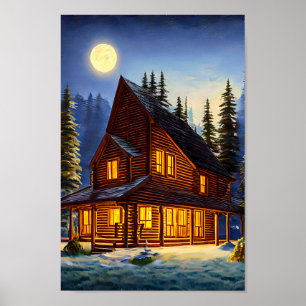 Logga in i landskapskonsten skogen Snö Poster