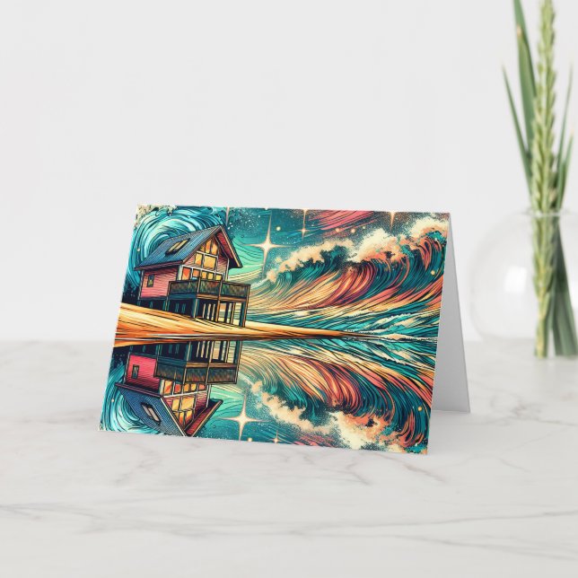 Logga in på Beach Ai Art Birthday Kort (Framsida)