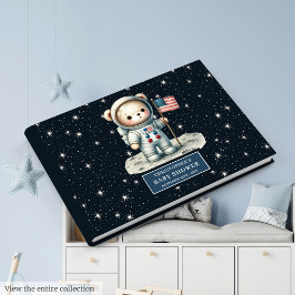 Logga in på Space Nalle Astronaut Boy Shower Gästböcker