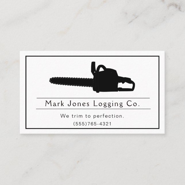 Logga in Träd Trimming Saw Service Visitkort (Framsida)