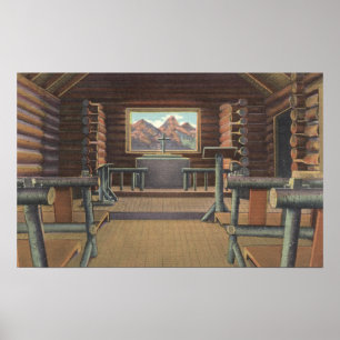 Logga lite kyrkan på Snake River beskådar Poster