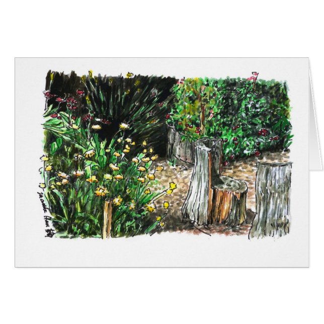 Logga säten i en trädgård hälsningskort (Framsidan Horizontal)