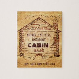 Logga vintage för trä för fauxen för pussel