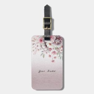 Loggage-tagg för modern Rosa White Blommigt Bagagebricka