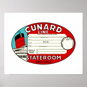 Loggageetikett för Cunard Line Poster