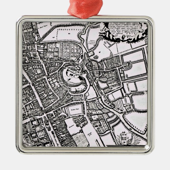 Loggans karta av Oxford, westernt lakan Julgransprydnad Metall (Framsidan)