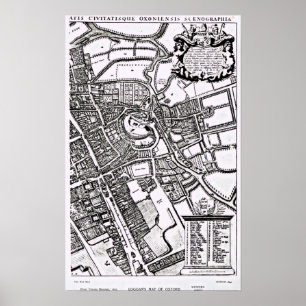 Loggans karta av Oxford, westernt lakan Poster