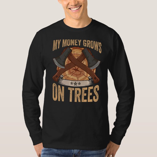 Loggar mina pengar på Träd Pappa Lumberjack T Shirt (Framsida)
