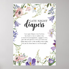 Loggbok om Wildblomsterbabyskor för sent nattdagst Poster