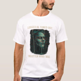 Logged In, Tuned Out – Glitched Identity Tech Art T Shirt
