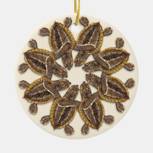 Loggerhead Sea Turtle Hatchlings Ceramic Ornament