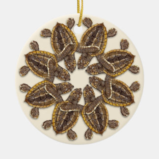 Loggerhead Sea Turtle Hatchlings Ceramic Ornament