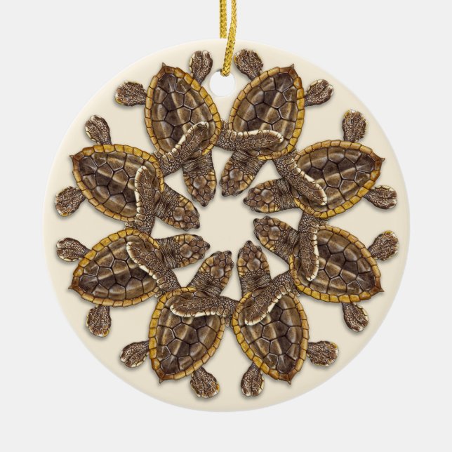 Loggerhead Sea Turtle Hatchlings Ceramic Ornament (Framsidan)
