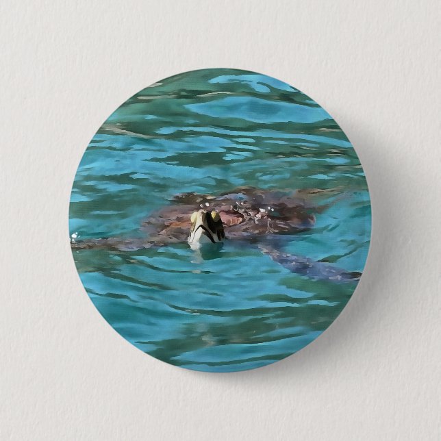 Loggerhead Sea Turtle Wildlife Art Knapp (Framsida)