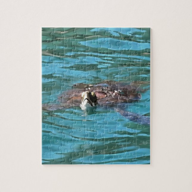 Loggerhead Sea Turtle Wildlife Art Pussel (Vertikal)