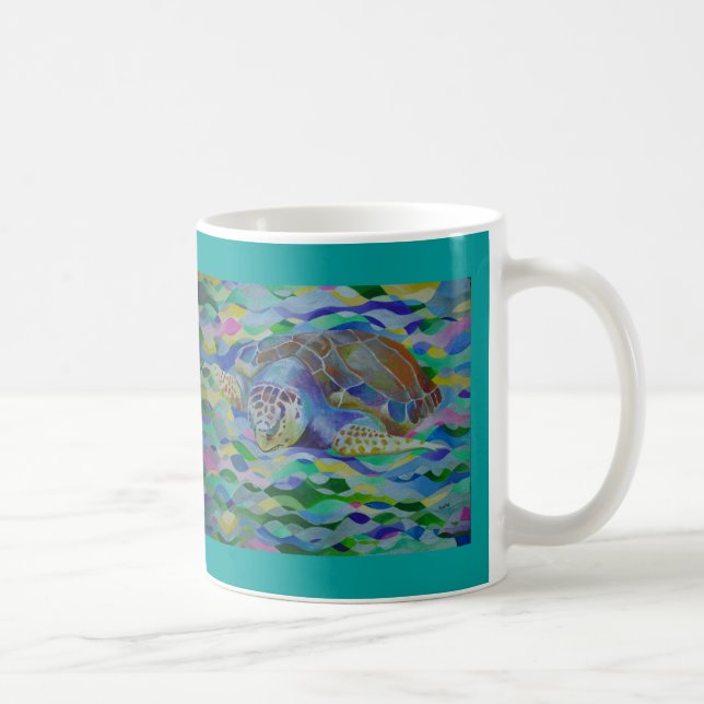 Loggerhead Turtle Colorful Art Kaffemugg (Höger)
