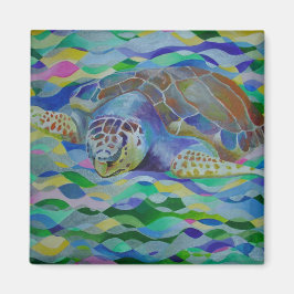 Loggerhead Turtle Colorful Art Magnet