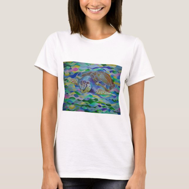 Loggerhead Turtle Colorful Art T-shirt (Framsida)