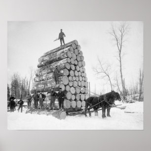 Loggers in Work, 1890. Vintage Photo Poster