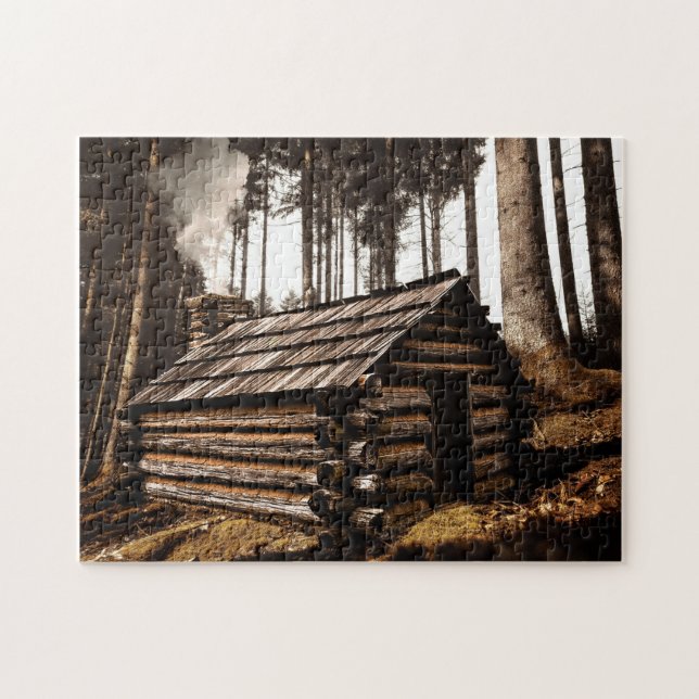 LOGGKABIN I SKOGEN JIGSAW PUZZZLE PUSSEL (Horisontell)