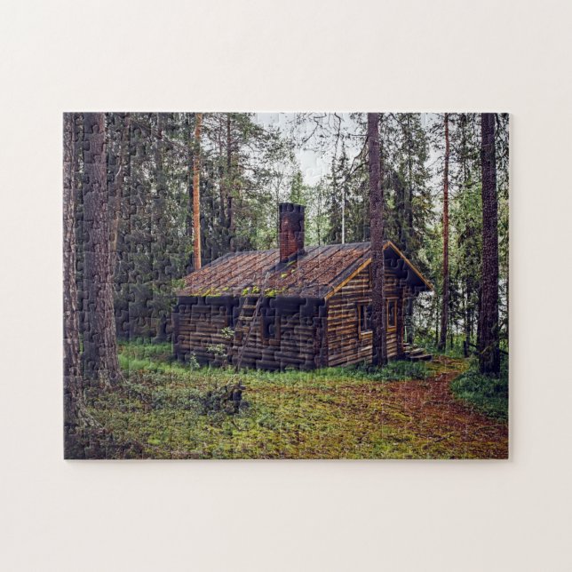 LOGGKABIN I SKOGEN JIGSAW PUZZZLE PUSSEL (Horisontell)