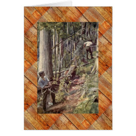 "Loggning in British Columbia" Circa 1800 s Hälsningskort