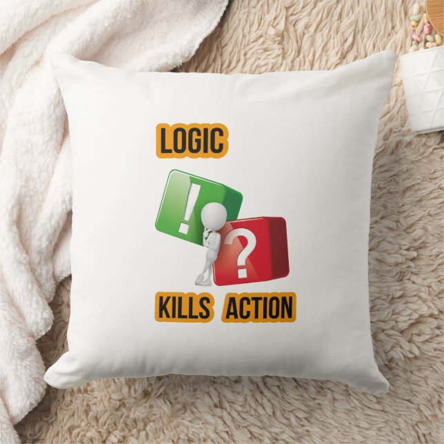 "Logic Kills Action" görares mindset, streetwear  Kudde (Filt)