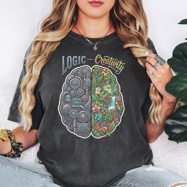 Logik Vs Kreativitet Hjärndesign T Shirt (Skapare uppladdad)