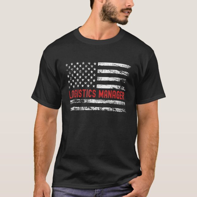 Logistics Manager USA Flag Profession Retro Job Ti T Shirt (Framsida)