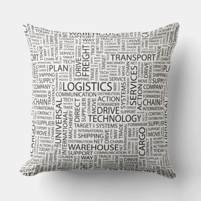 LOGISTIKER mönstrar med ord Kudde (Framsida)