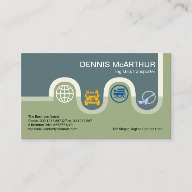 Logistiska Karta-ikoner för kreativ Winding Road Visitkort (Framsida)