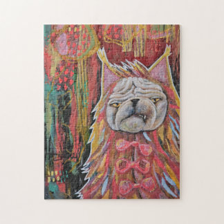 Lögnaktig Pug, en abstrakt collage med maskering Pussel