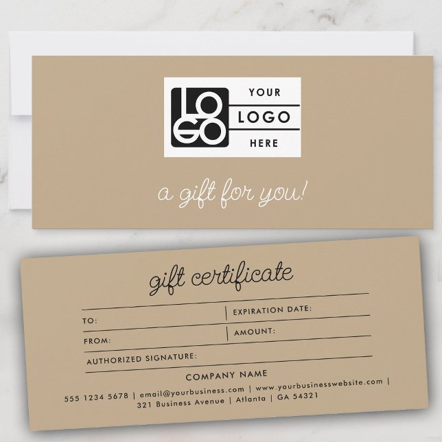 Logo Boho Beige Script Modern Presentbevis (Logo Boho Beige Script Modern Gift Certificate)