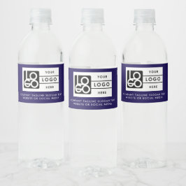 Logo Business Corporate Company Minimalist Blue Vattenflaskor Etikett