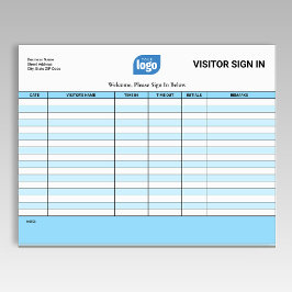Logo Business Guest Visitor Sign In Sheet Notepad Anteckningsblock