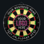 Logo & Custom Text Business Company  Darttavla<br><div class="desc">A dartboard is a popular recreational and competitive game that provides hours of fun for players of all ages and skill levels. Typically made from sisal fibers, cork, or electronic components, dartboards are designed to withstand the impact of darts while offering precise scoring zones. Standard dartboards feature a circular design...</div>