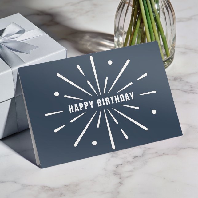 Logo Dusty Blue Simple Corporate Birthday Card Helgkort (Skapare uppladdad)