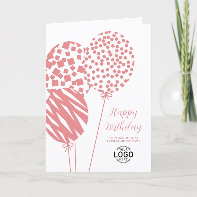 Logo Dusty Rose Balloons Corporate Birthday Card Helgkort (Framsida)