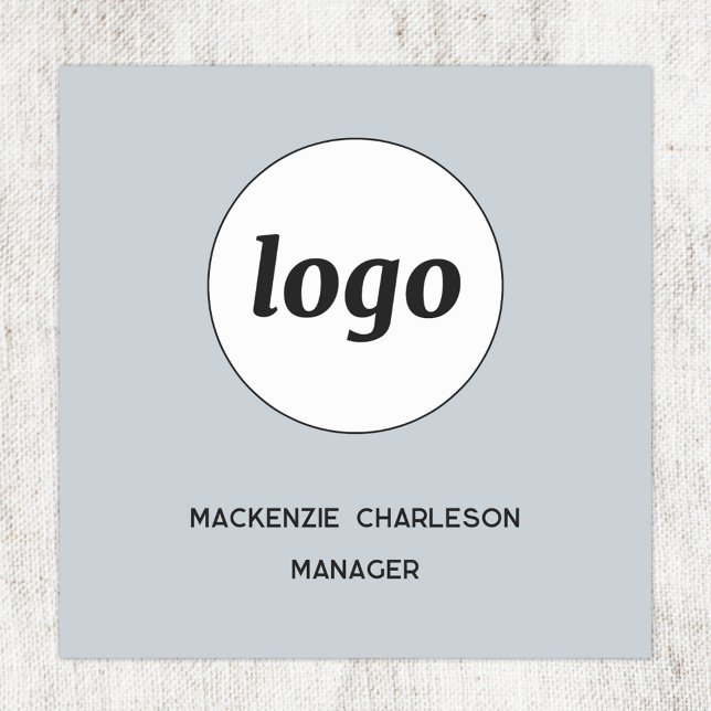 Logo Employee Staff Powder Blue Magnetic or Pin Namnbricka (Simple logo with custom text business branding promotional pin or magnetic name tag or badge)