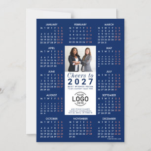 Logo Foto Info Blå Kalender 2027 Magnetisk Kort